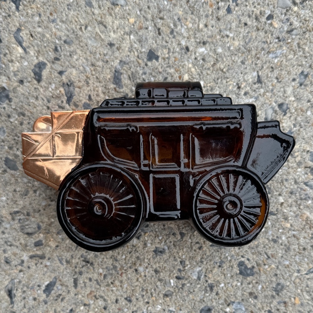 Avon Brown and Gold Carriage Shaving Accessory vintage Avon bottle decorative